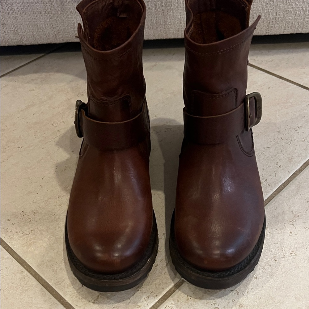 Frye Brown Leather Boots with Buckle